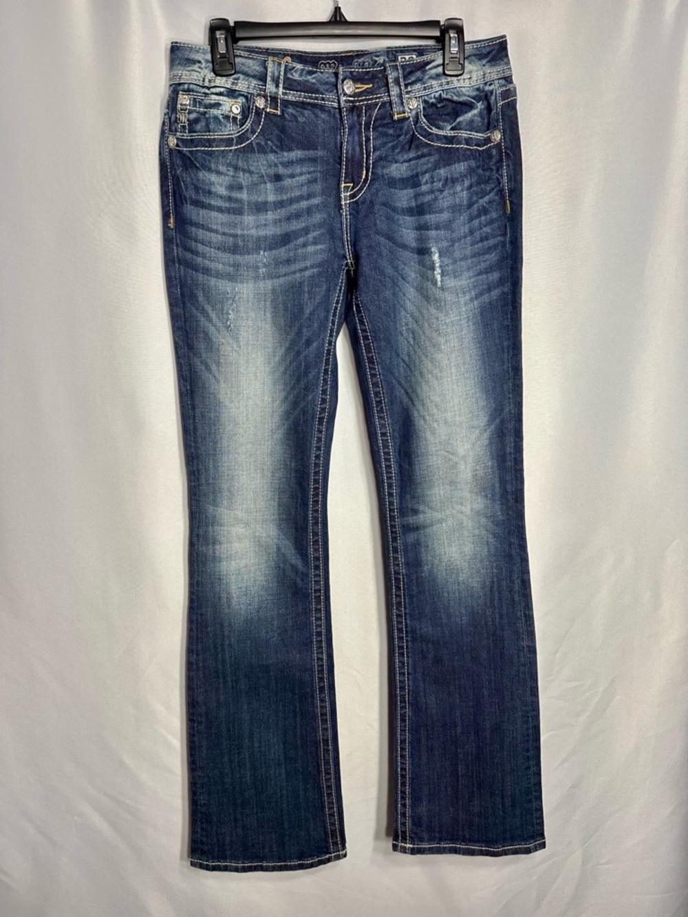 Miss Me Dark Blue Flare Jeans with Faded Whiskering size 30 Exellent conditions